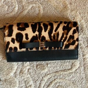 Kate spade cheetah calf hair and black leather wallet